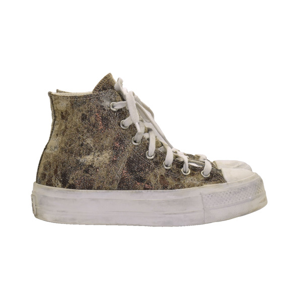 A8 Auth CONVERSE CHUCK TAYLOR Bronze Stas Lift Hi Top Platform Sneakers Size 8.5 - Picture 2 of 7